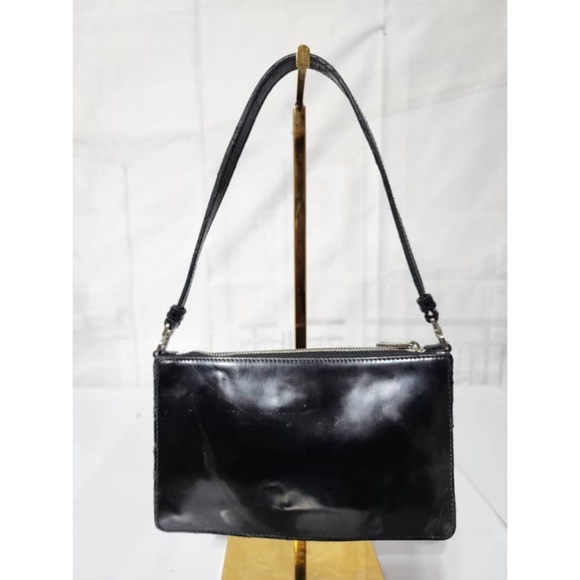 Authentic PRADA Spazzolato Mini Patent Leather Shoulder Bag Black - Picture 4 of 16